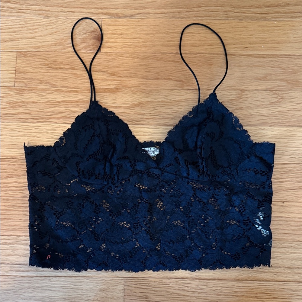 Free People Intimates Black Lace Crop Top